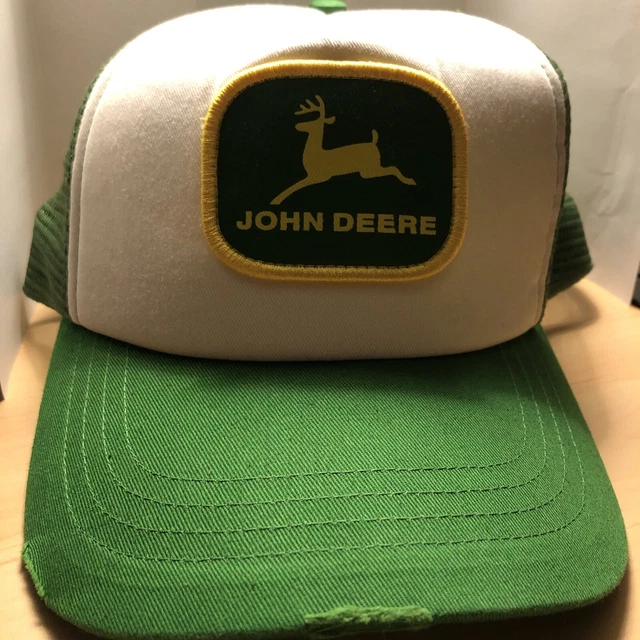 John Deere Hat Made 1968-1999 Green Yellow GUC + Intentional Distressing on bill