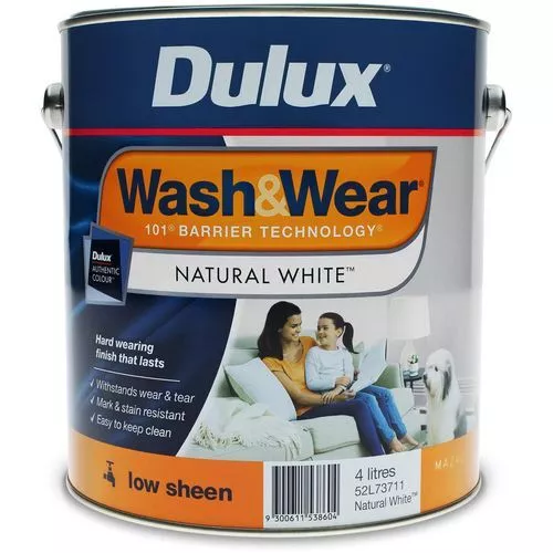DULUX WASH&WEAR 4L Low Sheen Natural White Paint $77.81 - PicClick