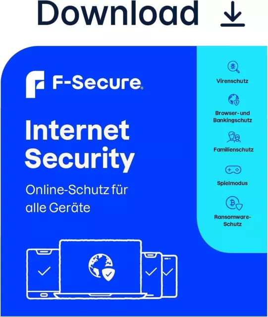 F-Secure Internet Security (SAFE) 1,3,5,7,10,15,20,25 Geräte 1,2 Jahre Download