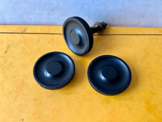 3 x 1920's Bakelite or Ebonite Knobs for  valve Radio or Crystal Receiver