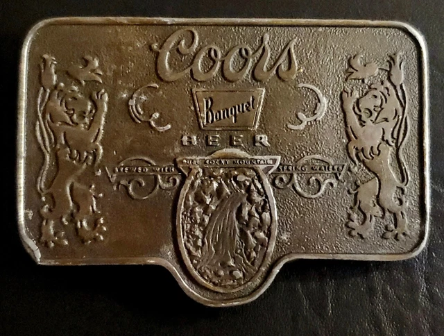 Vtg 75' Bergamot Brass Coors Banquet Twins Belt Buckle Bottle Opener Signed USA