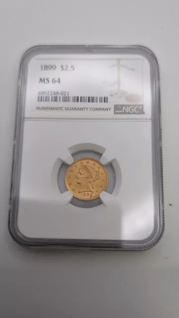 1899 $2.5 Gold Liberty Head Quarter Eagle NGC MS 64