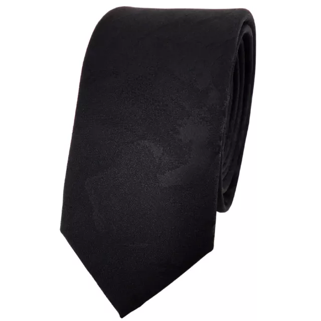 schmale TigerTie Designer Krawatte schwarz uni gemustert - Cravate Tie Binder