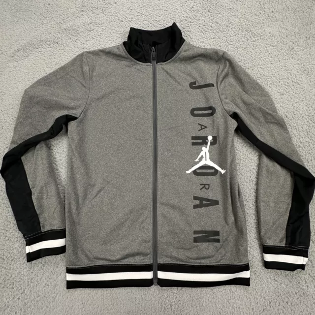 Nike Air Jordan Jacket Youth Large 12-13 Gray Full Zip Poly Basketball Boys