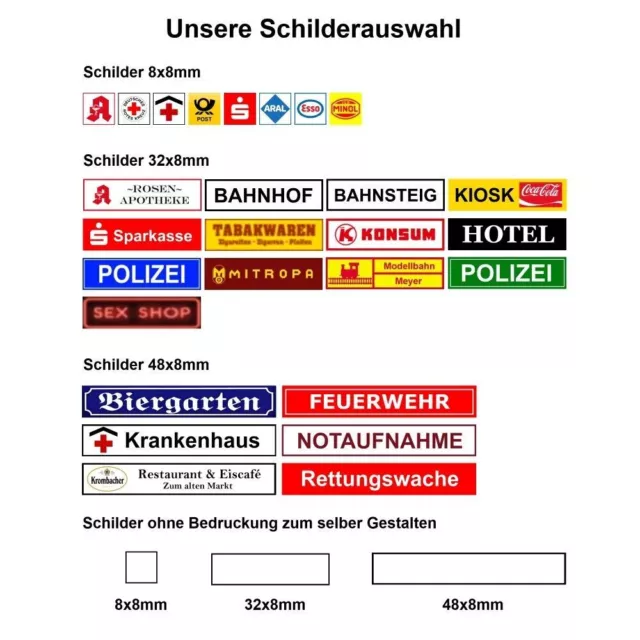 Schild mit LED Beleuchtung für H0 beleuchtet Polizei, Feuerwehr, Bahnhof, Post 2