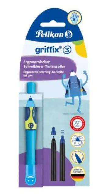 Pelikan griffix® Tintenschreiber für Rechtshänder, Neon Fresh Blue