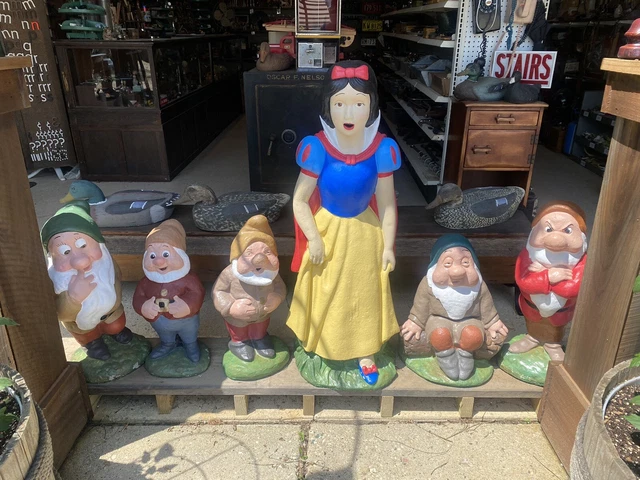 Concrete Snow White and 5 Dwarfs - Restored and Repainted Garden Statues Concrete Snow White and 5 Dwarfs - Restored and Repainted Garden Statues
