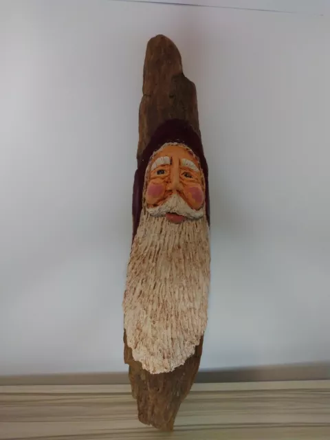 Driftwood Hand Carved Wood Fishwrman Face Art Folk Head