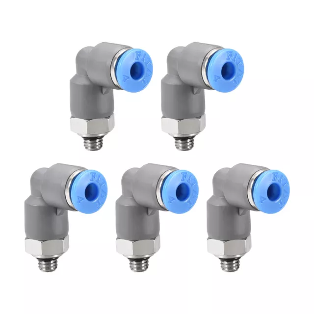 Elbow Pressure Connection Fittings 4mm Tube x M5 Male Thread Connector 5Pcs