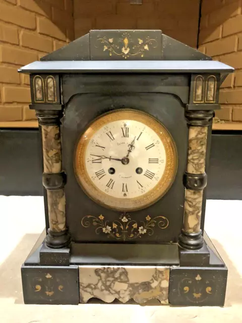 Antique French Marble Victorian Mantle Clock For Restoration