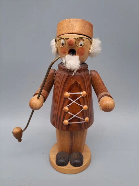 Alter Räuchermann Erzgebirge Holzfigur Handarbeit Pfeifenraucher H15cm beschädig