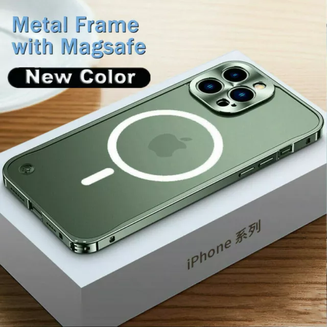Magnetic Case For iPhone 13 12 Pro Max Metal Shockproof Clear Back Phone Cover