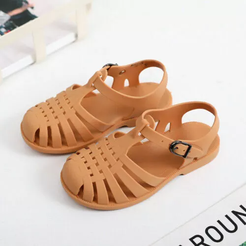 Girls Boys Summer Beach Jelly Flat Sandals Kids Holiday Comfy Non Slip Shoes Uk 3