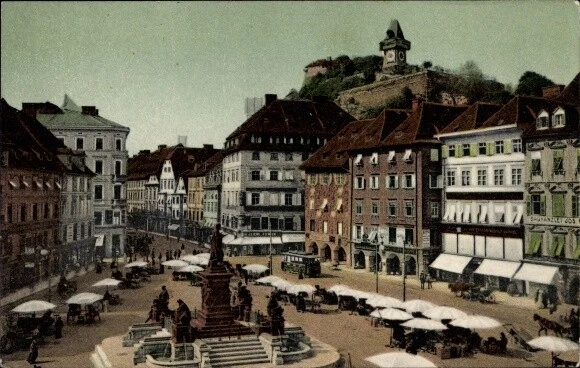Ak Graz Steiermark, Hauptplatz mit Schlossberg - 3706966
