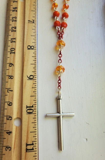 HANDMADE Anglican Rosary ORANGE PRAYER BEADS Christianity