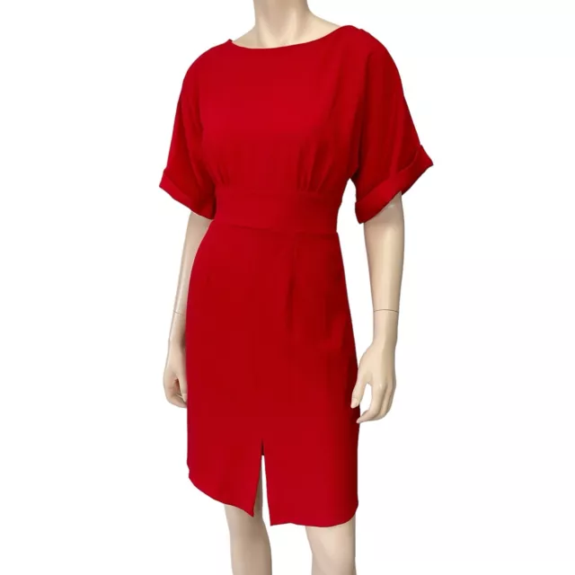 Closet London Womens Red Dolman Short Sleeve Sheath Pencil Dress Belt Size 4 NWT