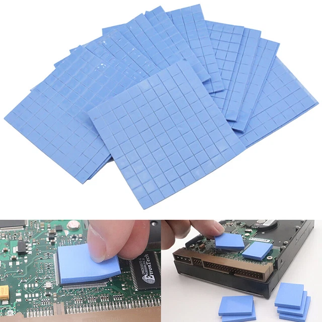 100Pcs 10*10*0.5mm Thermal Pad GPU CPU Heatsink Cooling Conductive Silicone.Q1