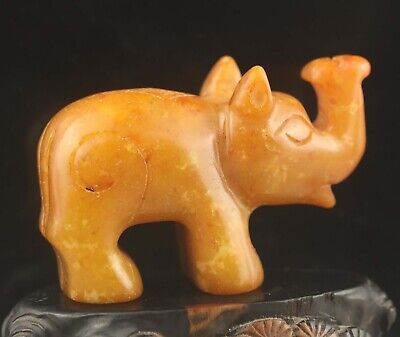 Chinese old natural jade hand-carved statue elephant pendant i 2