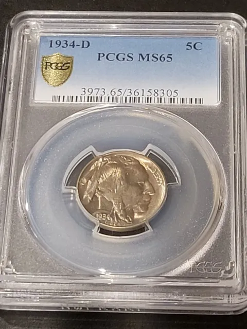 1934-D Buffalo Nickel 5C Mint State PCGS MS65