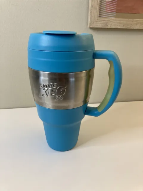 Bubba Keg 34 oz - Insulated Blue Travel Mug w Chrome + Flip-Top Lid