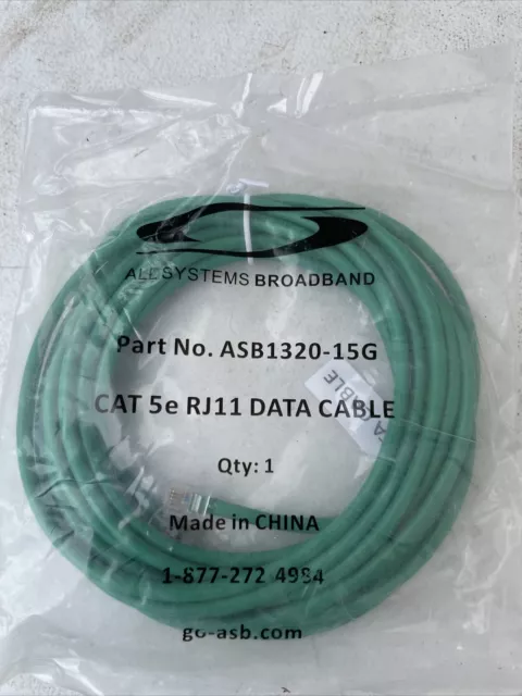 15 FT CAT5 GREEN RJ11-RJ11 6P4C Data, Part # ASB1320-15G