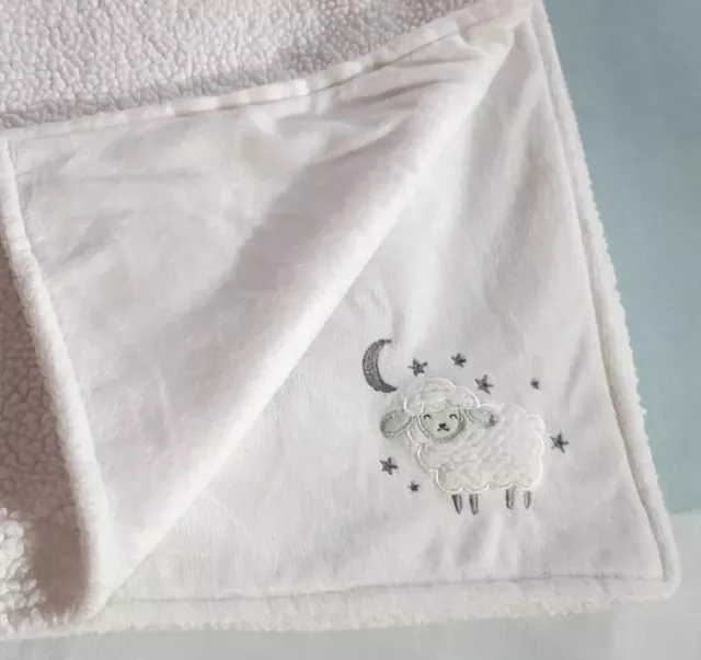 Carters OS Baby Blanket White Lamb Sheep Plush Velour Sherpa Reverse Super Soft 2