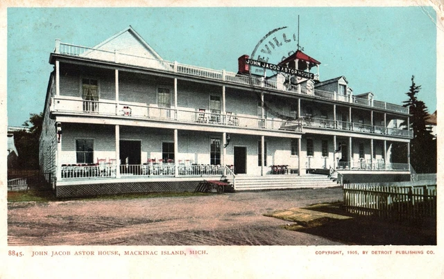 Vintage Postcard John Jacob Astor House Mackinac Island Michigan Mailed 1905
