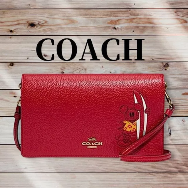 " Coach X Disney Sac Bandoulière Rouge Livre Cuir 3859/C208 Japon Limité "