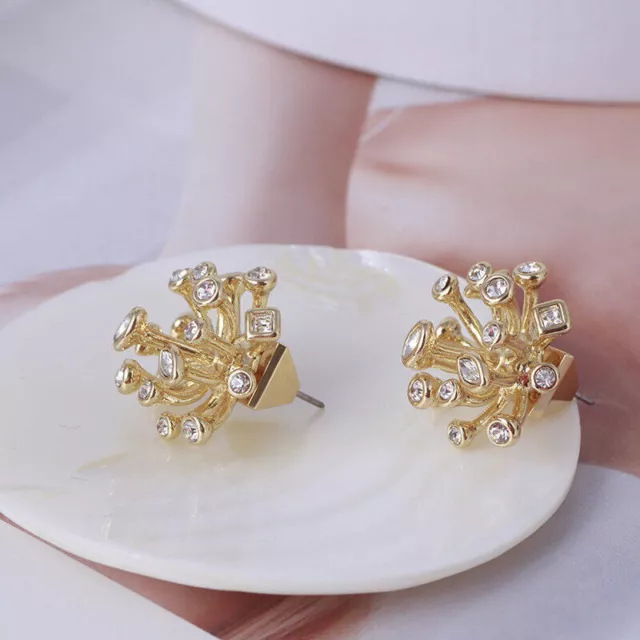 Alexis Bittar Gold Crystal Burst Stud Earrings Jewelry