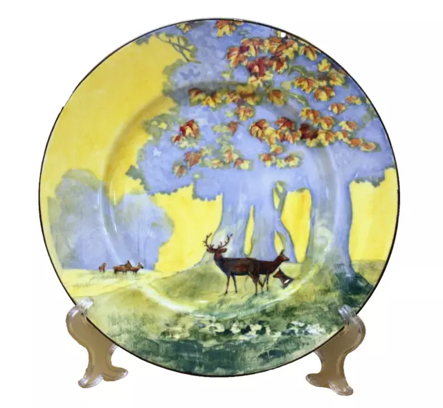 RARE UNIQUE 1935 ROYAL DOULTON CABINET PLATE  of DEER IN WOODLAND  D5194