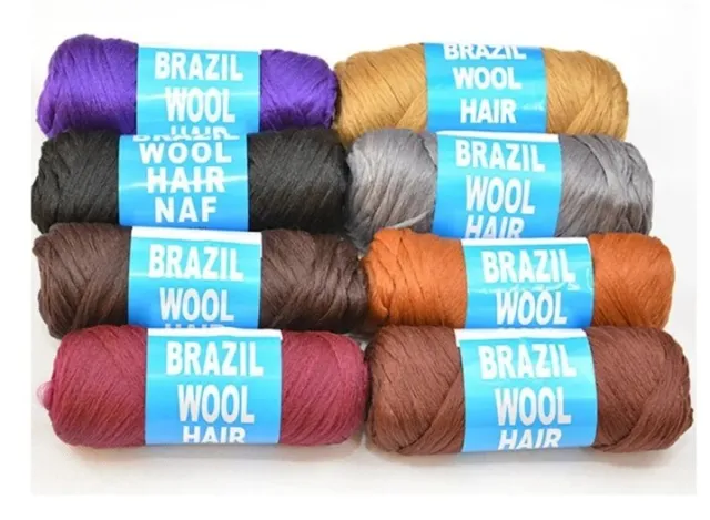 Brazilian Wool Yarn Hair Faux Locks Twist Braids knitting Natural Hair Black