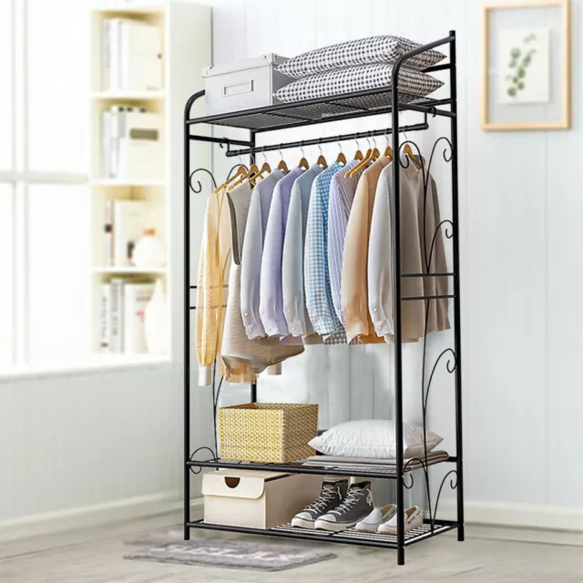 Elegant Clothes Rail Rack Garment Dress Hanging Display Stand Shoe Storage Shelf