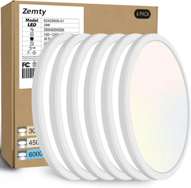 6Pack 12 Inch LED Flush Mount Ceiling Light, Super Slim 28W 3200Lm LED Ceiling L