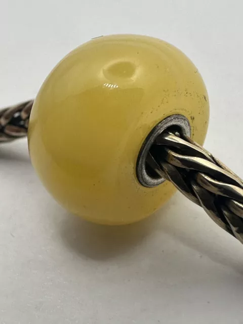 Trollbeads - Authentic - Genuine - Unique - Yellow Mini Barrel Amber Bead