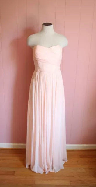 J Crew Arabelle Long Dress Silk Chiffon 6 Soft Peach Gown