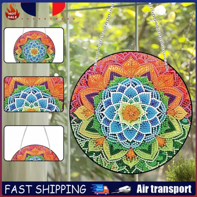 Acrylic Single-Sided Diamond Art Hanging Pendant Office Decor (Mandala Flower 4)