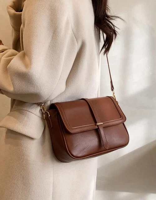 Sac Bandoulière Vintage Marron En Simili Cuir - Taille Moyenne - Neuf Sans étiquettes