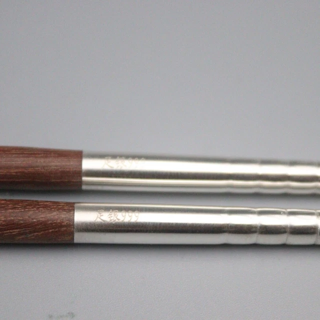 Palillos de plata fina S999 mango de cultura oriental 9,84 pulgadas recomendado