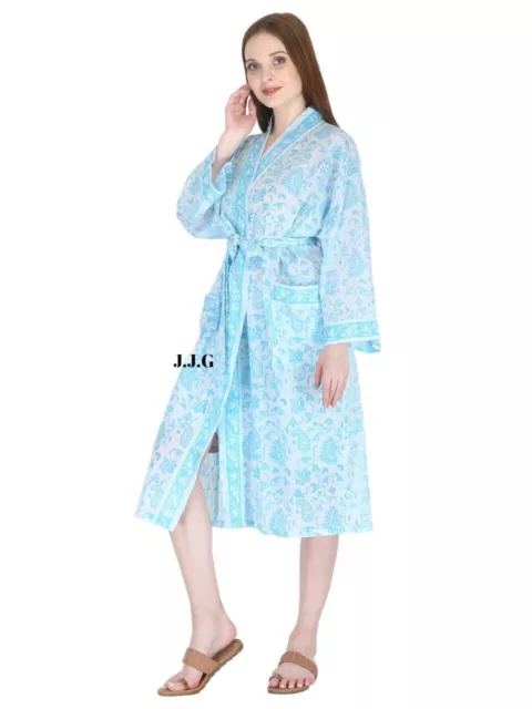 Vestido de noche de mujer con estampado de bloque de flores Kantha Kimono... 3