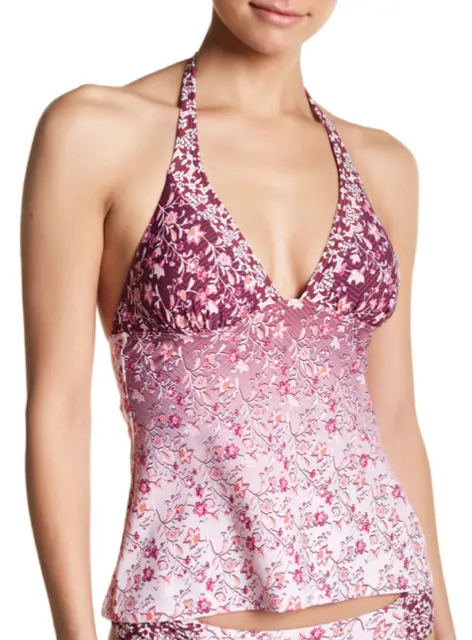 NWT $84 Lucky Brand Tile To Bloom Tankini Top XS Pink Floral