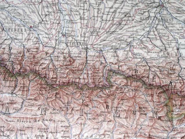 1932 ORIGINAL VINTAGE Map Of Southern France / Midi-Pyrenees Languedoc ...