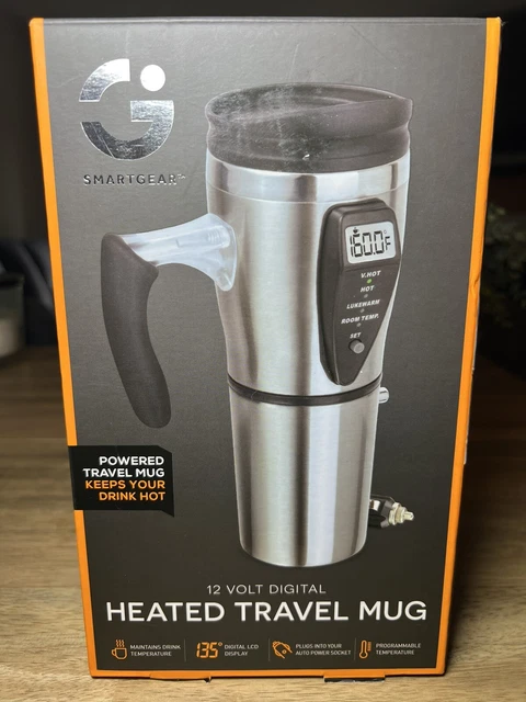 SmartGear Digital Heated Insulated Travel Mug 12V Charger LCD Display NEW in Box 2