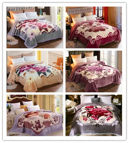 Warm Soft Queen Size Multicolor 930GSM Mink Blanket Two Layers Throw 5KG Floral