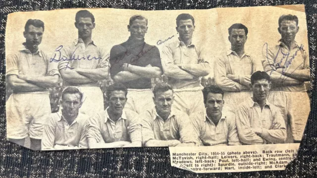 Signed 1950s X3 Manchester City FC Team Group Bert Trautmann Dave Ewing  +