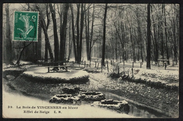 Cpa le Bois de Vincennes in winter - snow effect