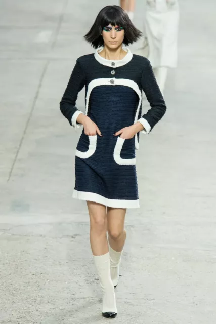 CHANEL NAVY TWEED Cap Sleeve Sheath Dress with Black Bolero Jacket Size 34/36  $1,495.00 - PicClick
