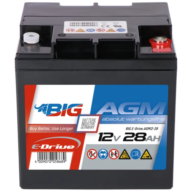 BIG E-Drive AGM 12V 28Ah E-Scooter Hebebühne Reha Traktion Werkzeug Batterie