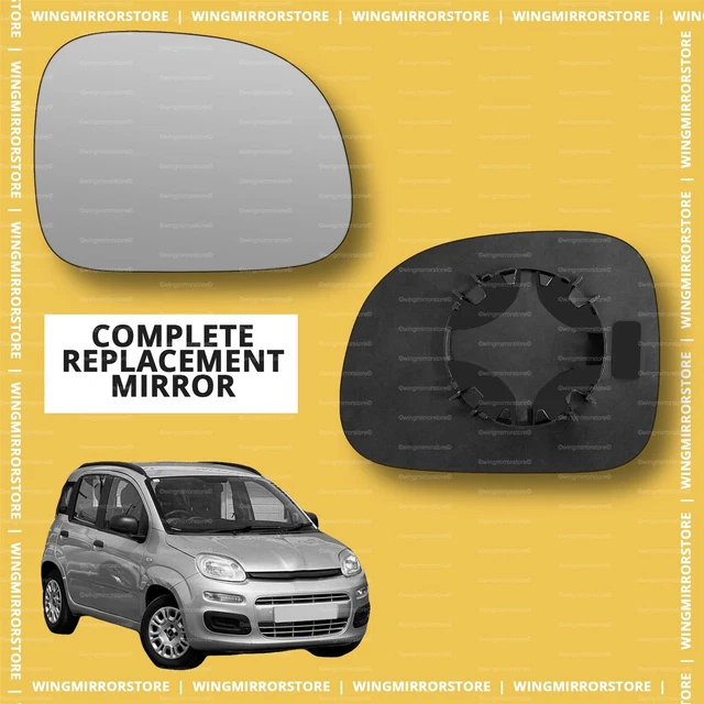 Right Side (Driver's) Door Mirror Assembly For 2009-2012 Fiat Panda - Black, Manual Cable Adjust