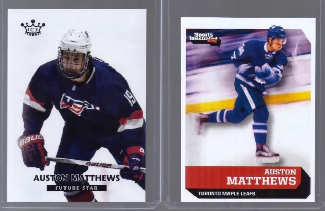 (2) Auston Matthews 2015 Sports Illustrated '1St Ever Printed" 2 Card Rookie Lot