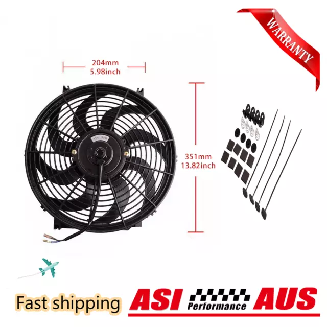 14 Inch Radiator Cooling Pull Push Slim Thermo Fan Mounting Kit Electric 12V